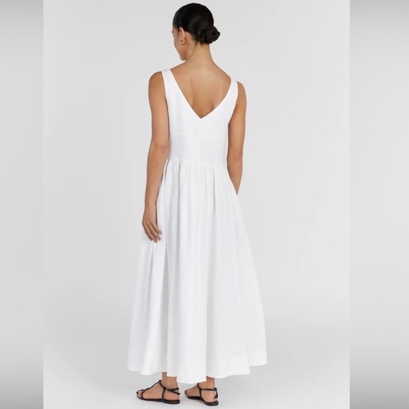 DISSH ARLO WHITE V NECK LINEN MAXI DRESS Size 6 - Picture 2 of 10
